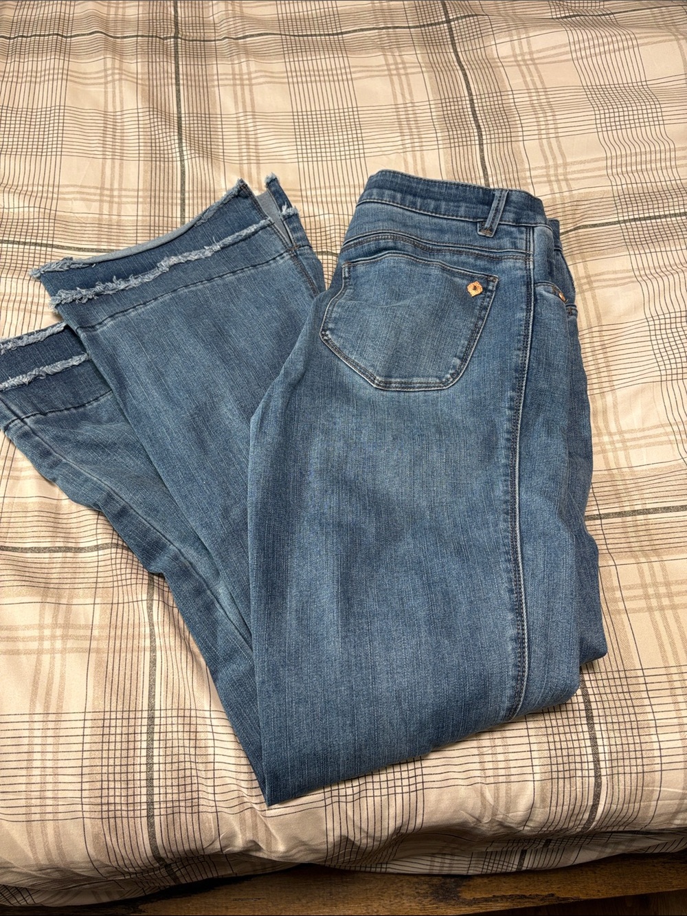 Democracy Mid-Wash Boot Cut Jeans with Raw Hem